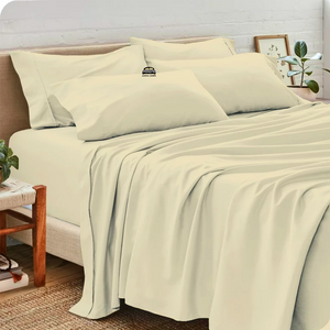Ivory Sheet Set with Extra Pillowcase Solid Bliss Sateen