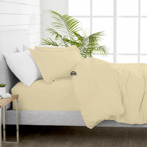 Ivory Duvet Cover Set with Fitted Sheet Comfy