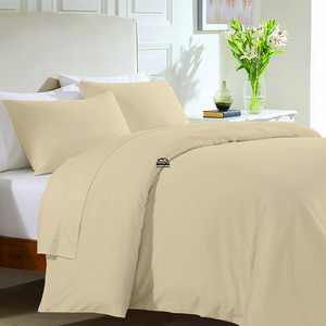 Ivory Duvet Set with Flat Sheet Bliss Solid Sateen
