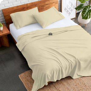 Ivory Flat Sheet with Pillowcase Bliss Solid Sateen