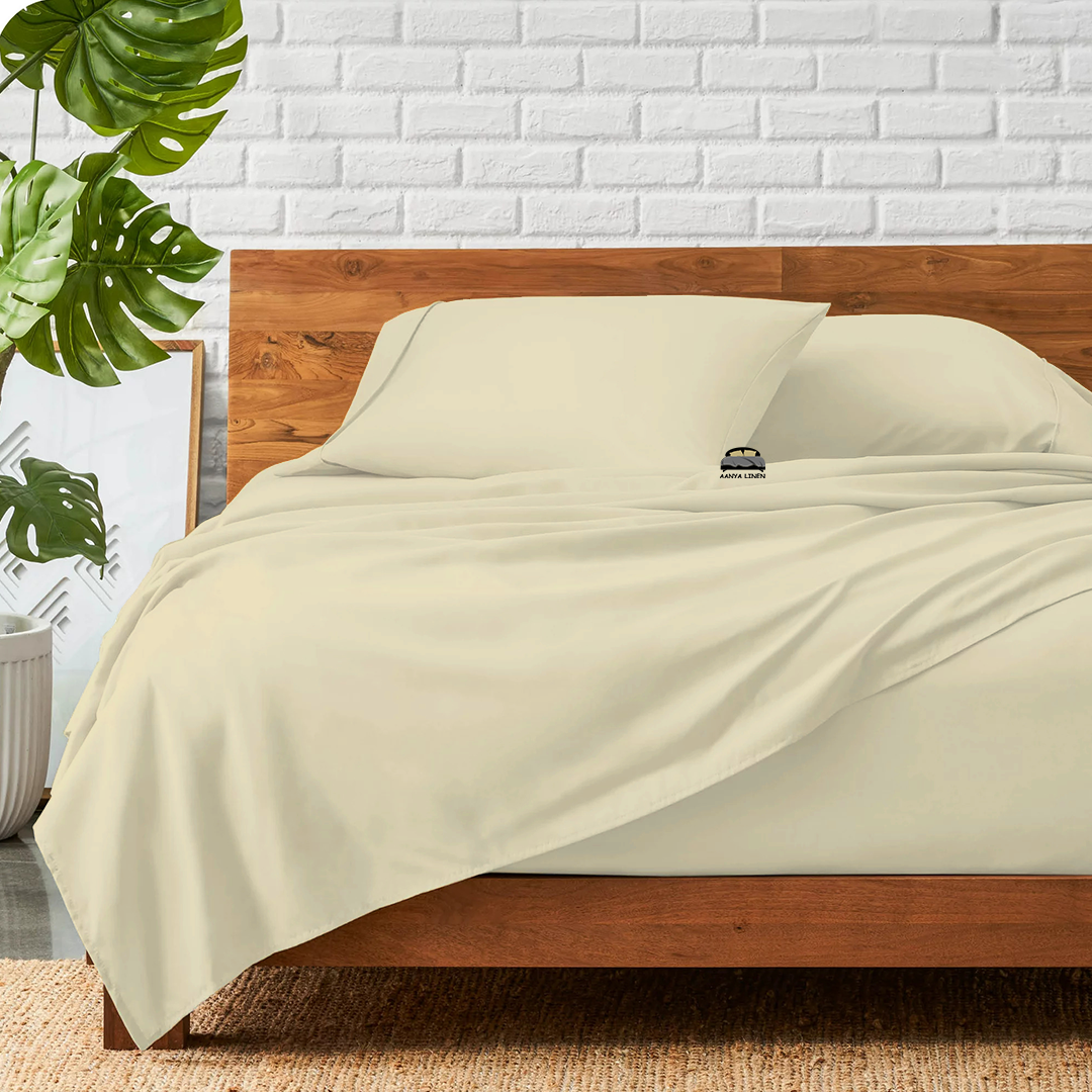 Ivory Sheet Set 400 TC Cotton | King, Queen, Full - AanyaLinen