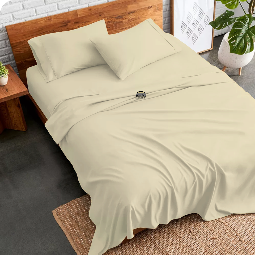 Ivory Sheet Set 400 TC Cotton | King, Queen, Full - AanyaLinen