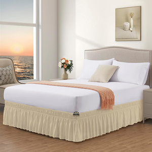 Ivory Wrap Around Bed Skirt Solid Bliss Sateen