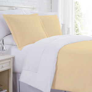 Ivory and White Reversible Duvet Set Solid Comfy Sateen