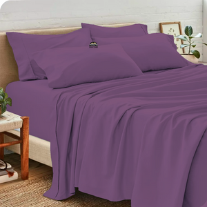Lavender Sheet Set with Extra Pillowcases Solid Bliss Sateen