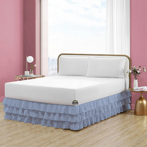 Light Blue Multi Ruffle Bed Skirt Bliss Solid
