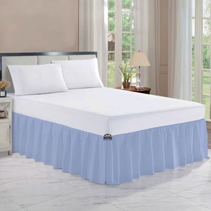 Light Blue Gathered Bed Skirt Solid Bliss