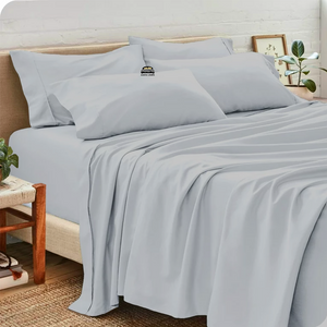 Light Grey Sheet Set with Extra Pillowcase Comfy Solid Sateen