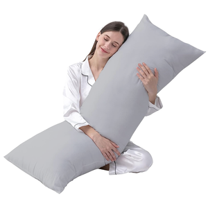 Light Grey Body Pillow Cover Solid Bliss Sateen