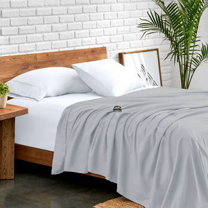 Light Grey Flat Sheet Solid Comfy Sateen