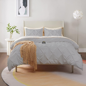 Light Grey Pintuck Duvet Cover Set Bliss