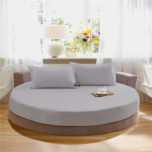 Light Grey Round Fitted Sheet with Pillowcase Bliss Solid Sateen