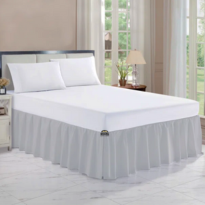 Comfy Light Grey Gathered Bed Skirt Solid