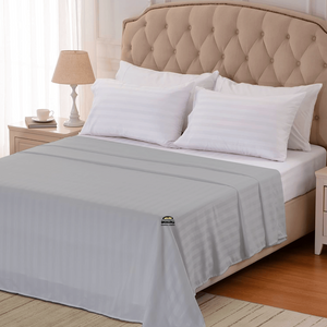 Light Grey Stripe Flat Sheet Comfy Sateen