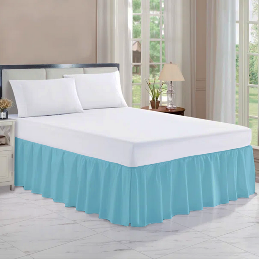 Light Blue Gathered Bed skirt Aanya Linen