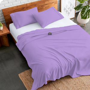 Lilac Flat Sheet with Pillowcase Comfy Solid Sateen