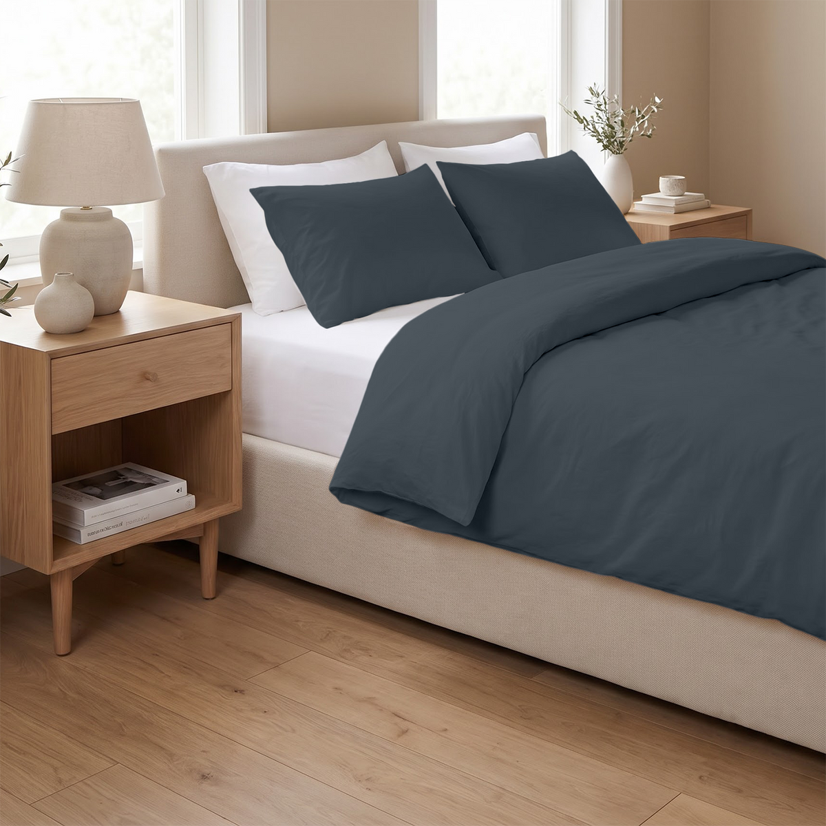 Medium Blue 600 Thread Count Duvet Cover | 100% Cotton Sateen