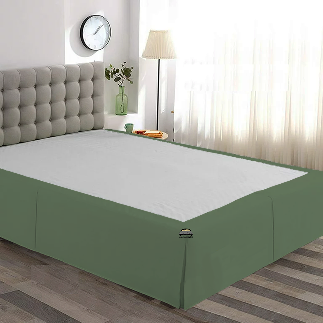 Shop Moss Green Bed Skirt 100 Cotton AanyaLinen