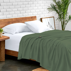 Moss Flat Sheet Solid Comfy Sateen