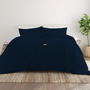 Navy Blue Duvet Cover Set Comfy Solid Sateen