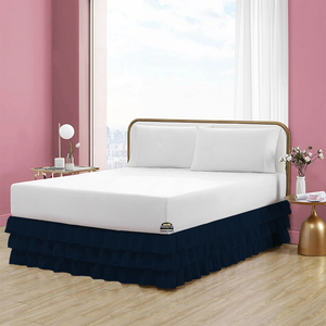 Navy Blue Multi Ruffle Bed Skirt Bliss Solid