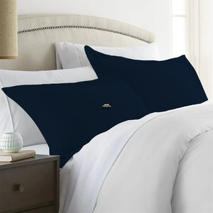 Navy Blue Pillow Shams Solid Bliss Sateen
