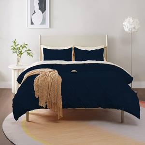 Navy Blue Pintuck Duvet Cover Set Bliss