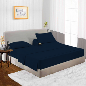 Navy Blue Top Split Sheet Set 34 Inches Solid  Bliss