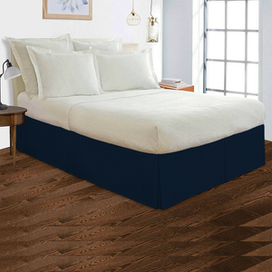 Navy Blue Striped Bed Skirt (Comfy - 300TC)