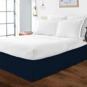 Navy Blue Striped Bed Skirt (Comfy - 300TC)