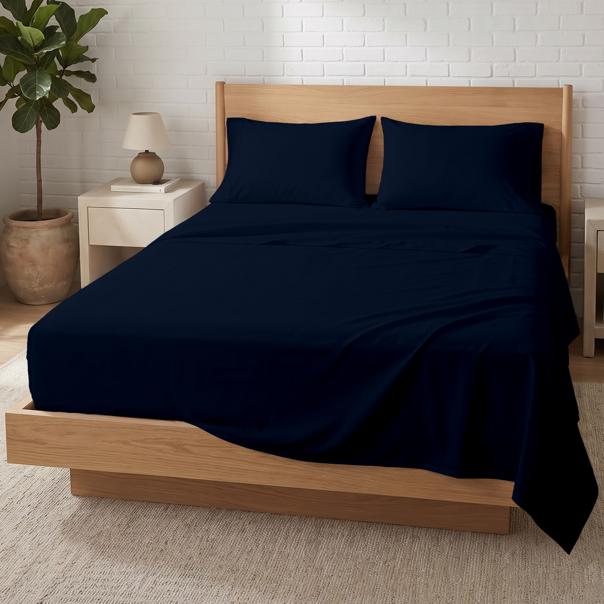 Navy Blue 600 Thread Count Sheet Set | 100% Cotton Sateen