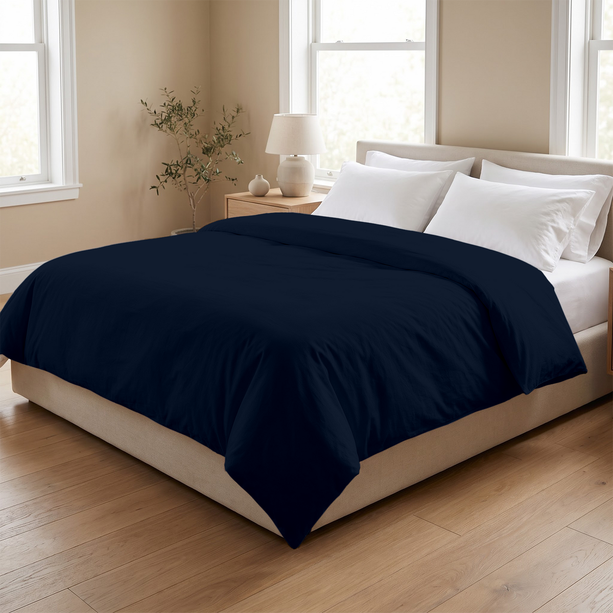 Navy Blue 600 Thread Count Duvet Cover | 100% Cotton Sateen