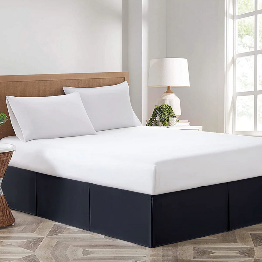 Navy blue bed skirt king hot sale
