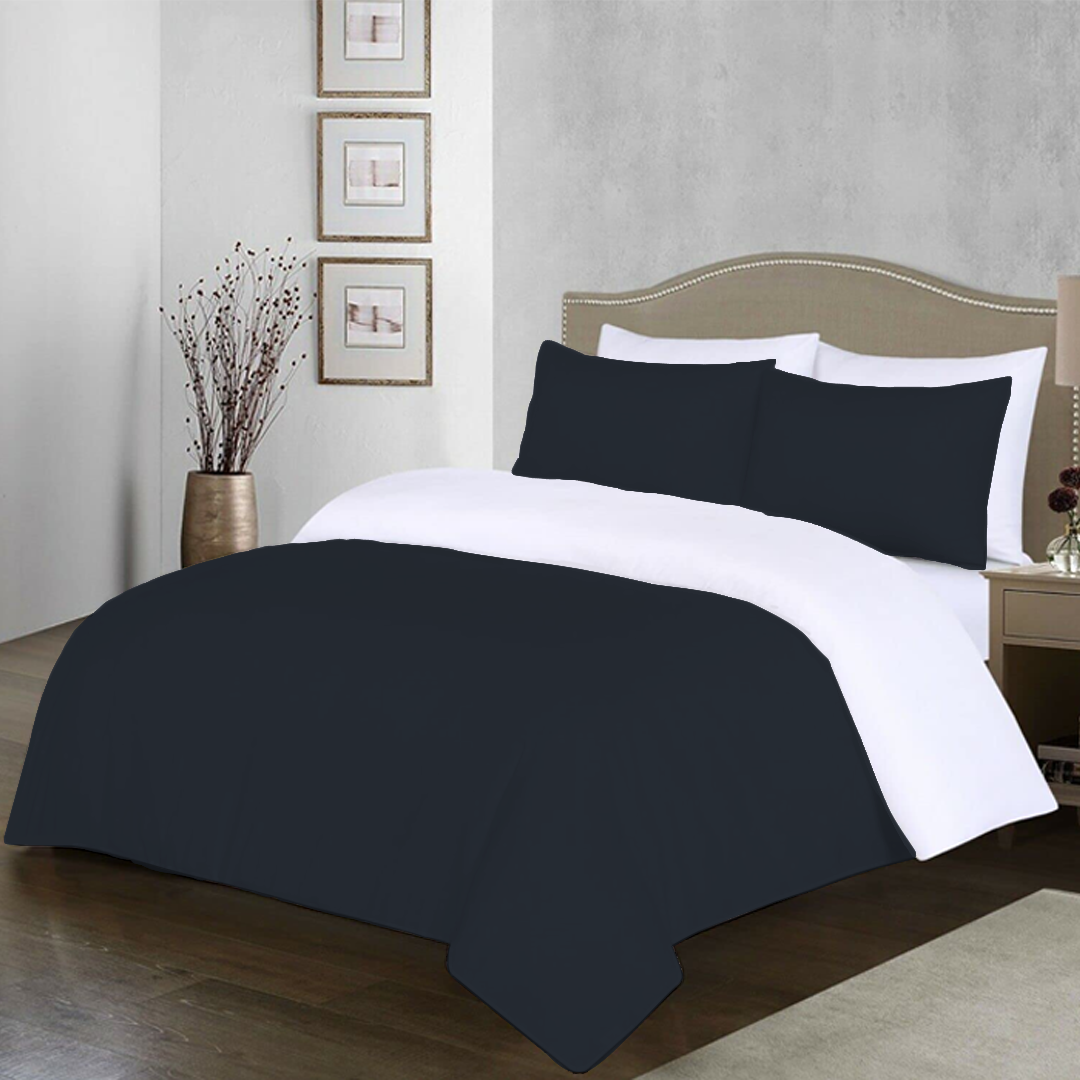 Navy Blue and White Reversible Duvet Set Twin/Twin XL, image size:1080x1080