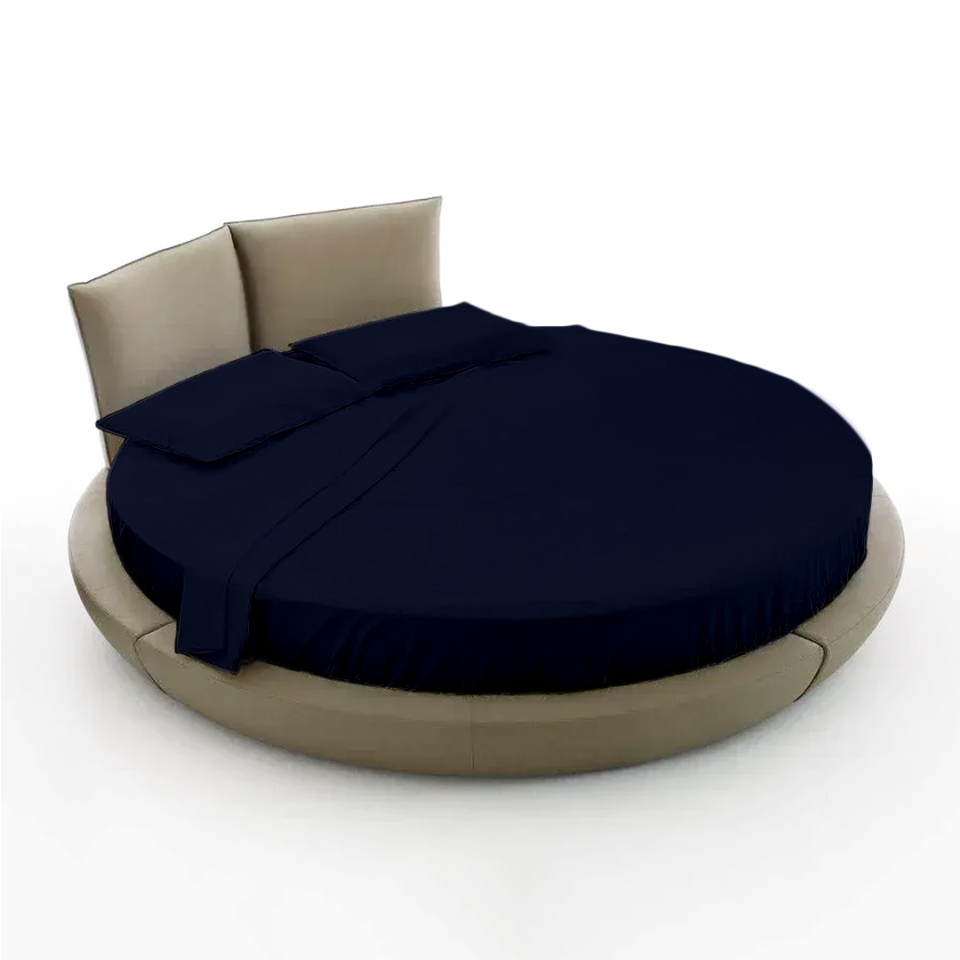 Navy Blue 84 Inch Round Bed Sheet - Aanya Linen