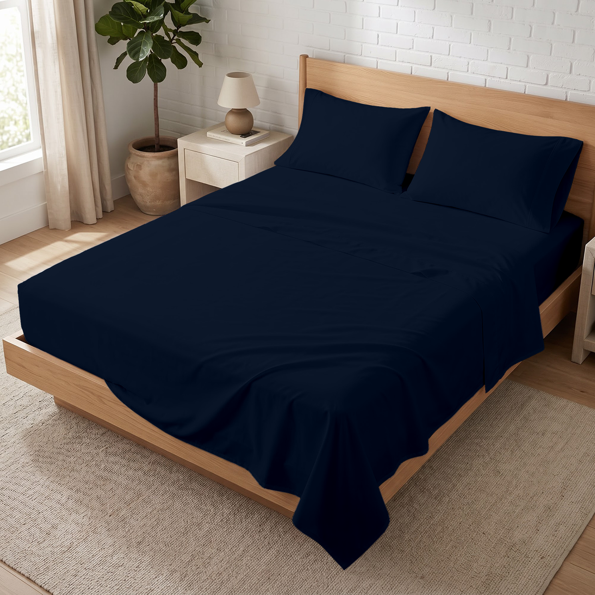 Navy Blue 600 Thread Count Sheet Set | 100% Cotton Sateen