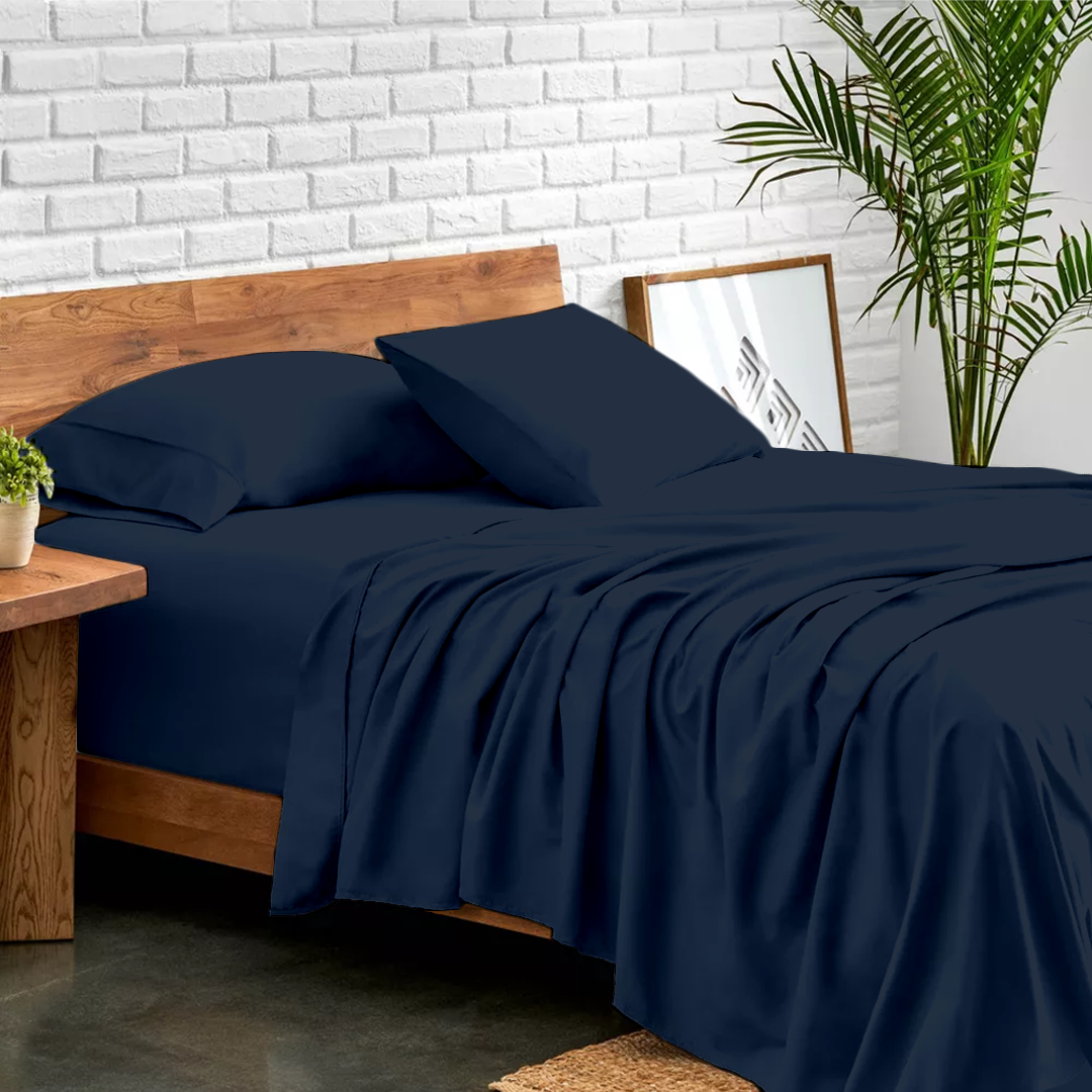 Navy Blue Sheet Set Comfy Solid Sateen