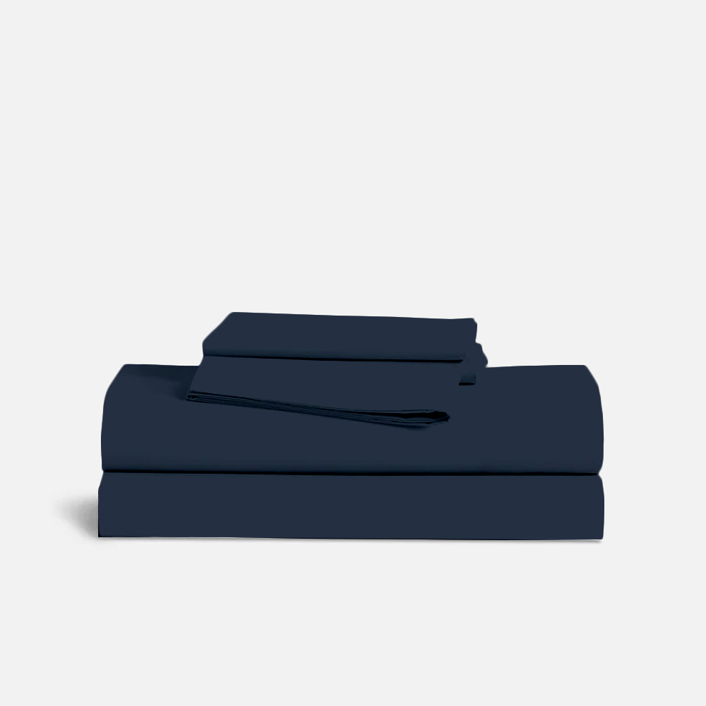 Navy Blue Twin Sheet Set Organic Cotton Percale Sheet Set Twin XL