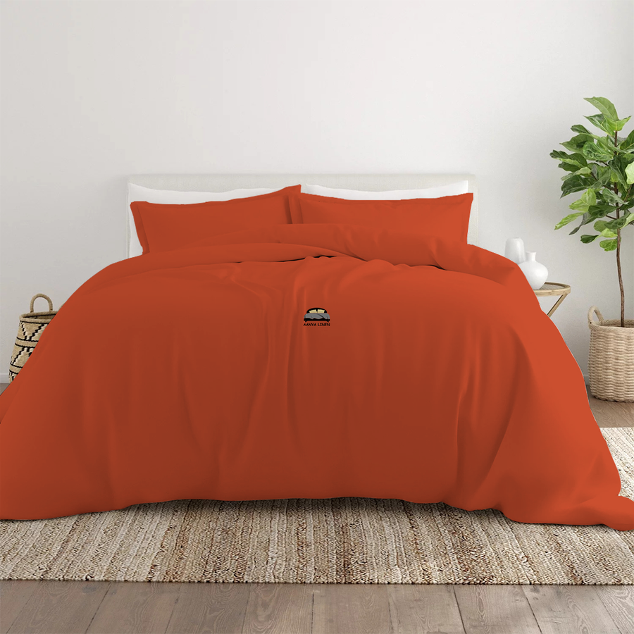 Orange Duvet Cover Set AanyaLinen