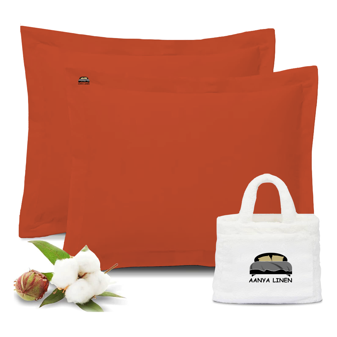 Orange Euro Sham Covers AanyaLinen