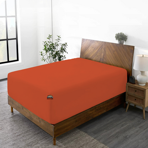 Orange Fitted Sheet Solid Comfy Sateen
