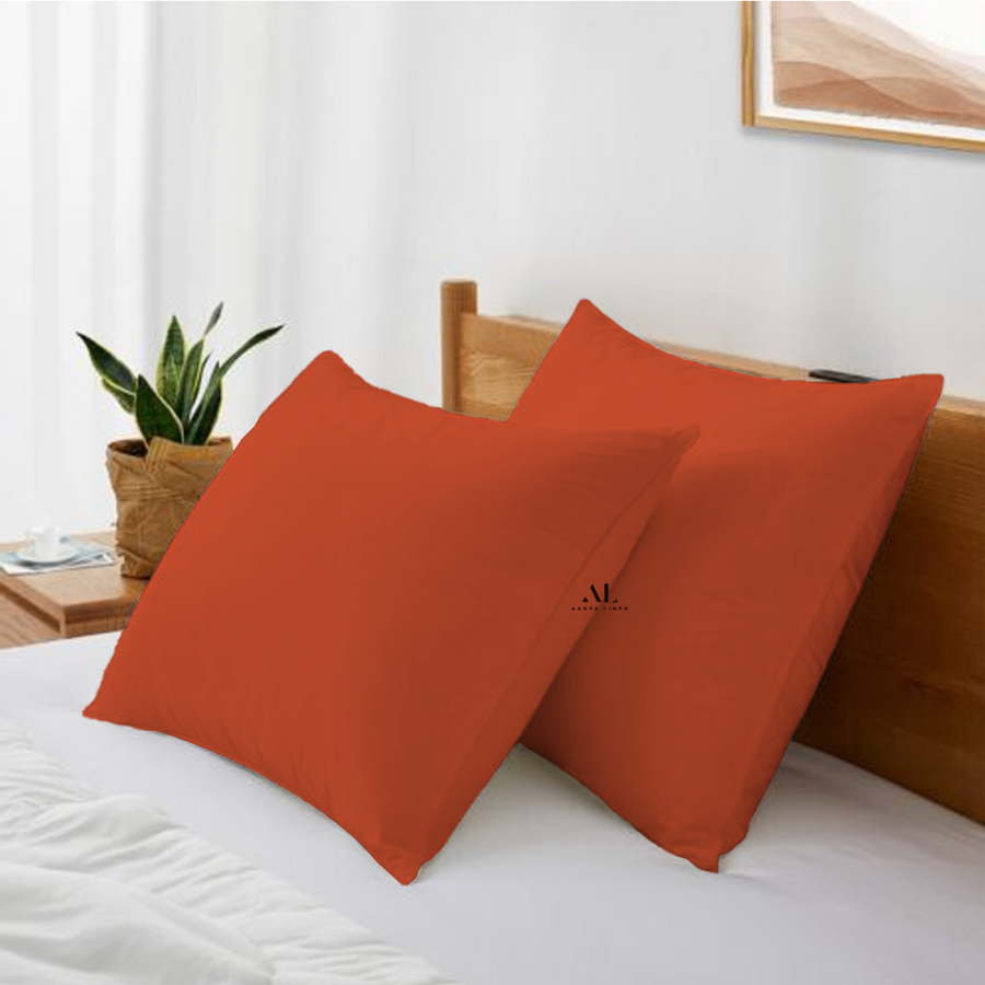 Luxury Orange Pillowcases Solid Pillow cases AanyaLinen