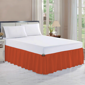Orange Gathered Bed Skirt Comfy Solid