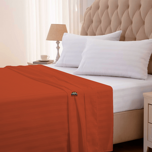 Orange Stripe Flat Sheet Comfy Sateen