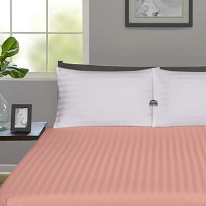 Peach Stripe Fitted Sheet Comfy Sateen