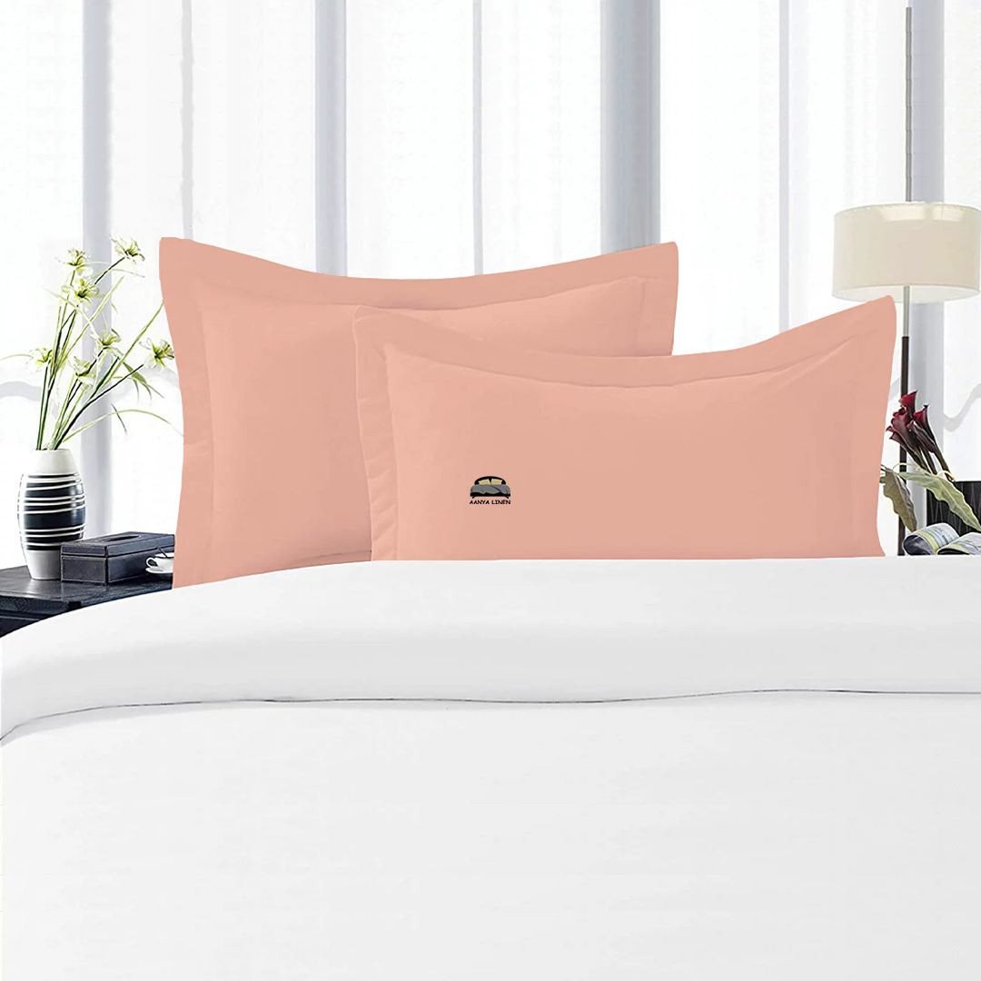 Solid Peach Pillow Shams AanyaLinen