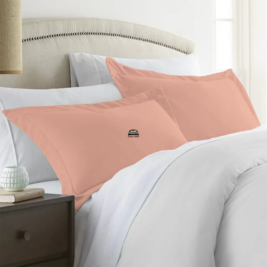 Solid Peach Pillow Shams AanyaLinen