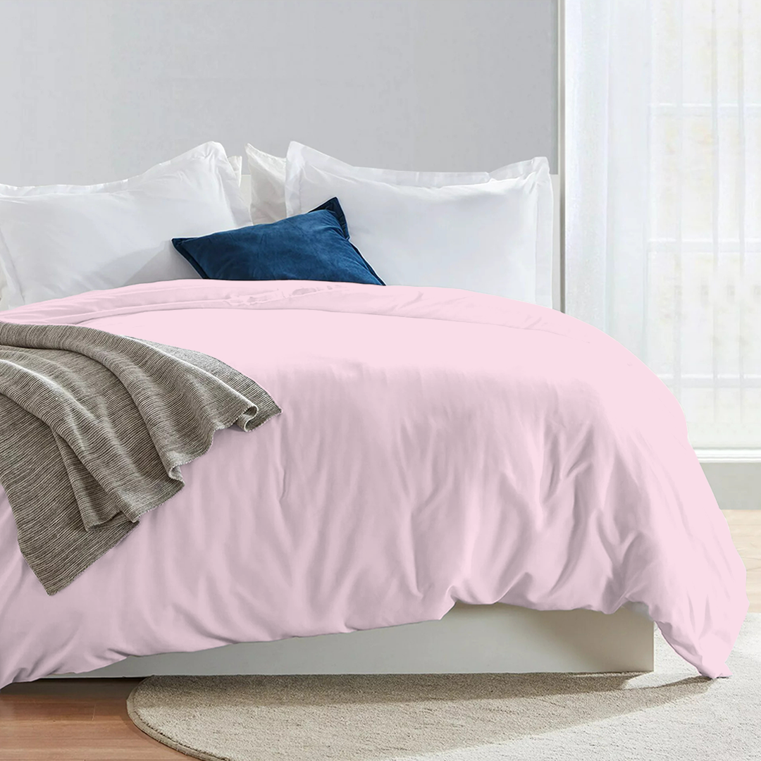 Pink Duvet Cover Solid Comfy Sateen