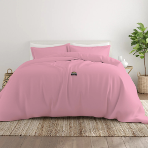 Pink Duvet Cover Set Solid Comfy Sateen