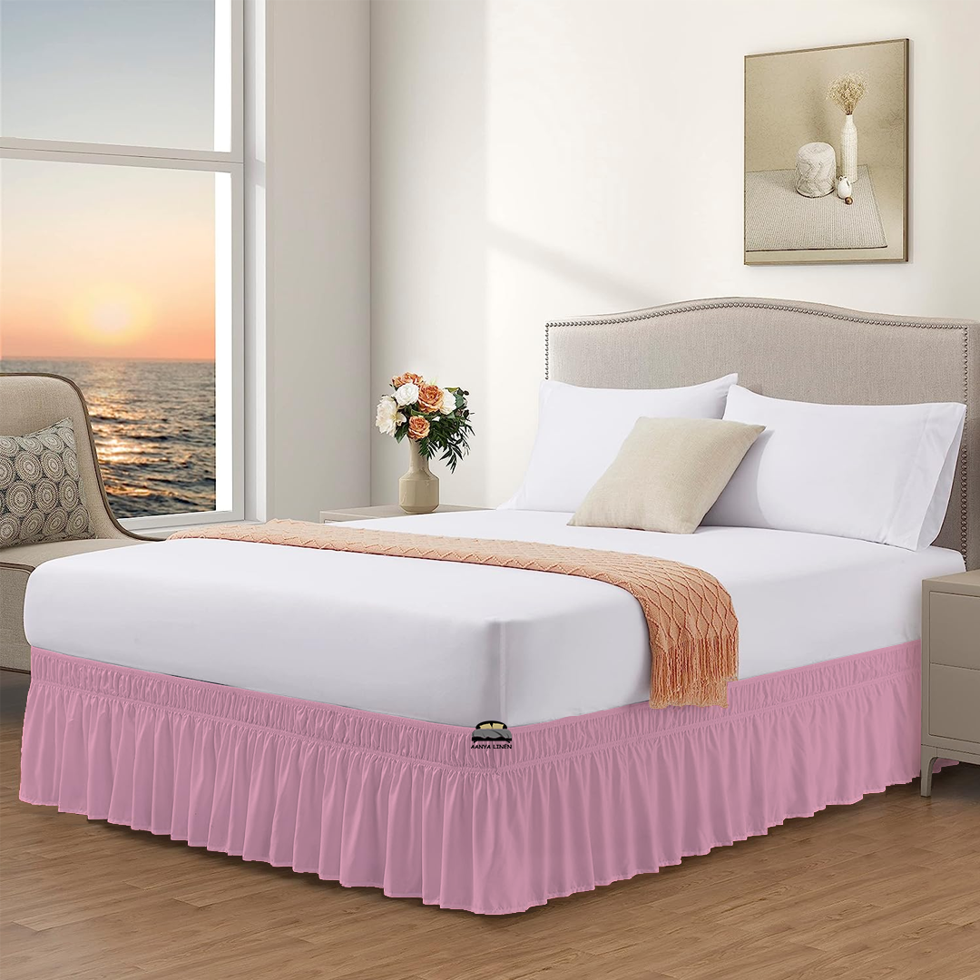 Pink Wrap Around Bed Skirt - AanyaLinen
